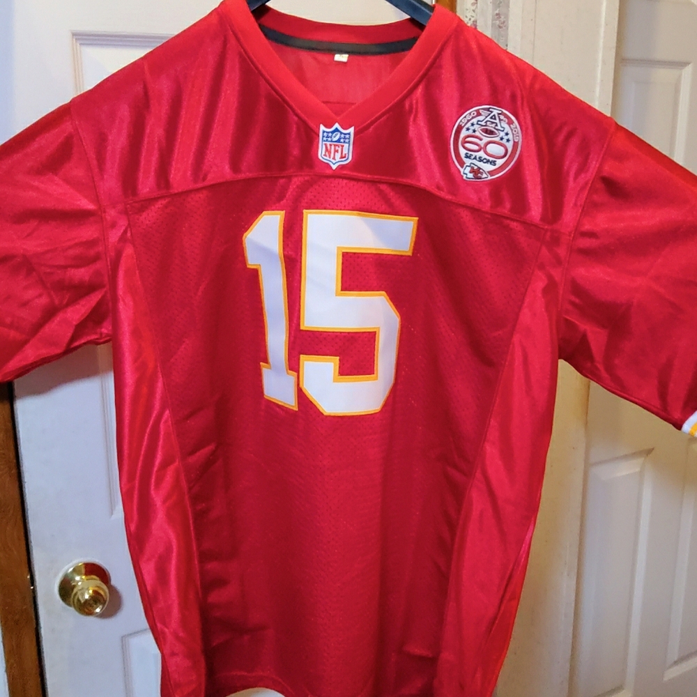 Mahones Vented NFL Jersey Embroidered # 15  M - XXL Red/Yellow  KC Patch